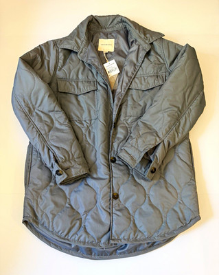 Thread & Supply Women's Teal Smoke Quilted Jacket M Collared Button Pockets