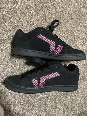 Rare Vintage VANS Lavi Black Pink Polka Dot Leather Sneaker Lace Up Women 8.5 