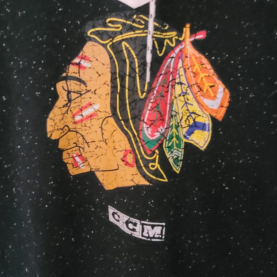 NUEVO CON ETIQUETAS CCM Chicago Blackhawks Camisa Manga Larga Con Cordones Para Mujer S Equipo NHL Logo Top Foto 2 de 4