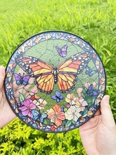 Monarch Butterfly Stained Glass Suncatcher: Floral Window Hanging