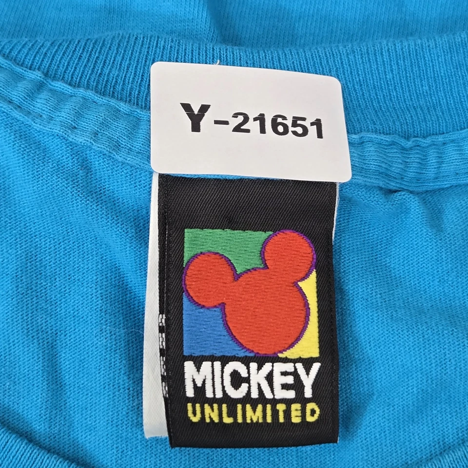 ВИНТАЖНАЯ мужская рубашка Mickey Unlimited 3X синяя с графическим принтом Mouse Minnie - Изображение 2 из 4