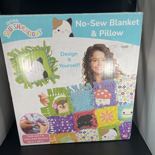 Squishmallows No-Sew Blanket & Pillow Craft Kit DIY Tie Blanket Tween Craft Used