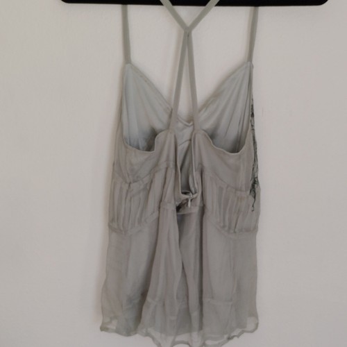 Diesel Women's Babydoll Cami Top Size L Silk Floral Green Logo Fairy Whimsy Y2K - Picture 4 of 9