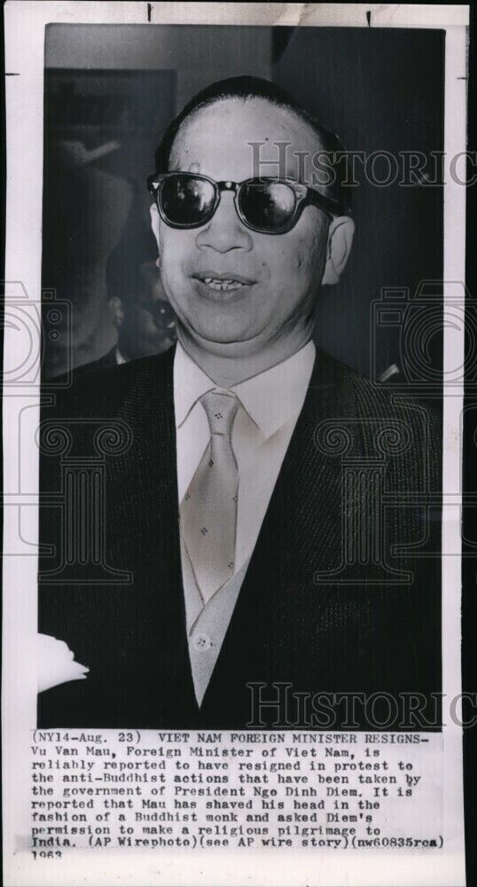 1963 Vu Van Mau Foreign Minister Viet Nam Reportedly Resigned 10X5 Wirephoto