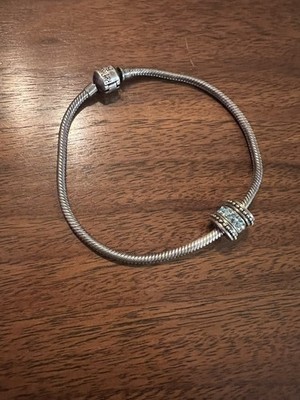 QG Reflection Beads Sterling Silver Snake Chain Bracelet 9  with 3 925 charms