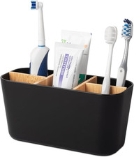 Toothbrush Holders for Bathrooms, Bamboo Tooth Brush Holder with 5 Slots Bathroo