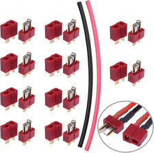 10 Pairs T-Plug Connectors Male Female Deans Style W/Shrink Tubing for RC Lipo