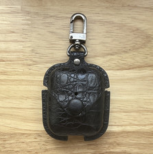 Black Leather Crocodile Print AirPods Standar...