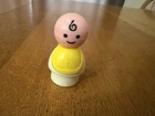 VINTAGE 1970s FISHER PRICE LITTLE PEOPLE BABY YELLOW BIB USA TOY