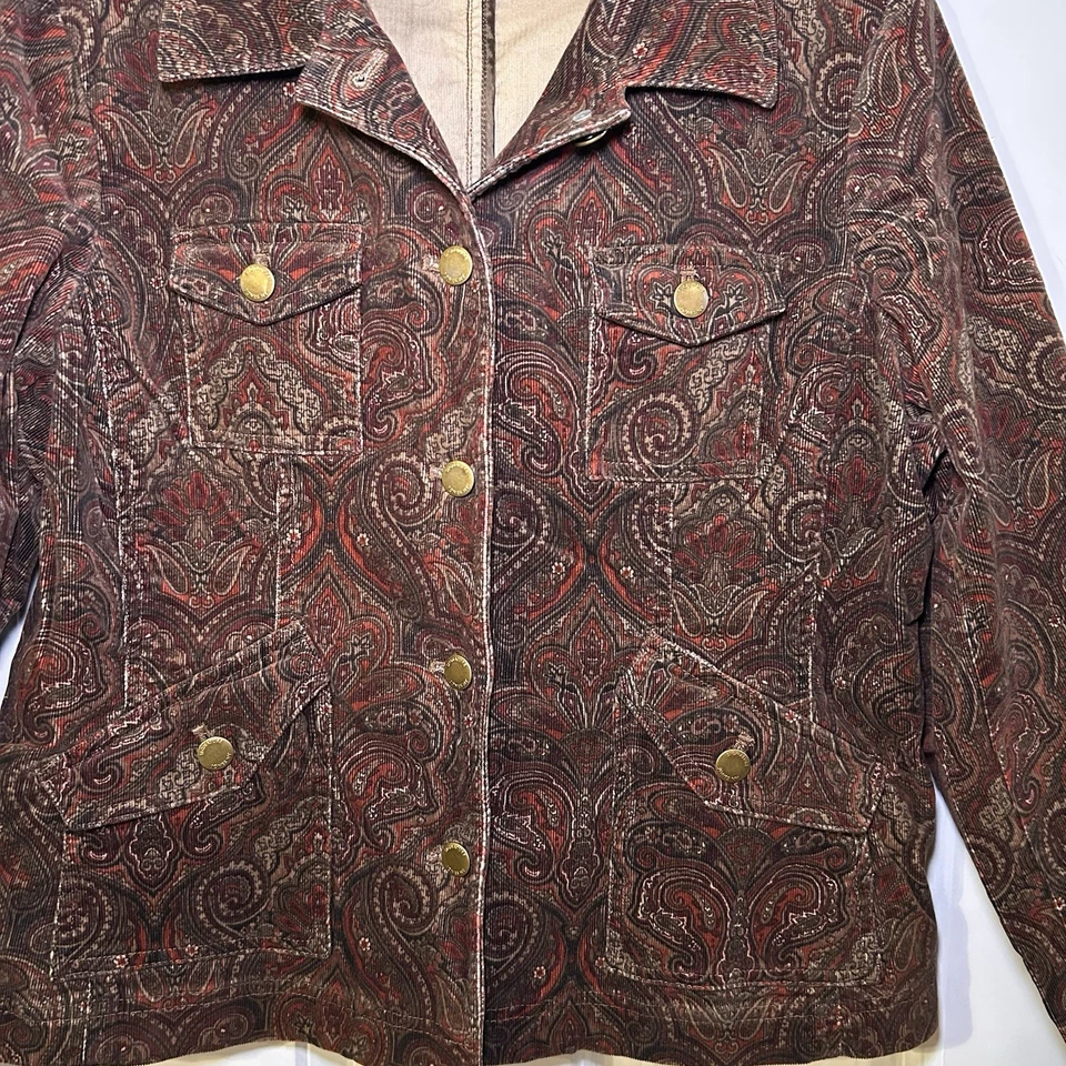 Jones New York подпись маленький PL эластичной свет пейсли узор вельветовая куртка - Изображение 3 из 4