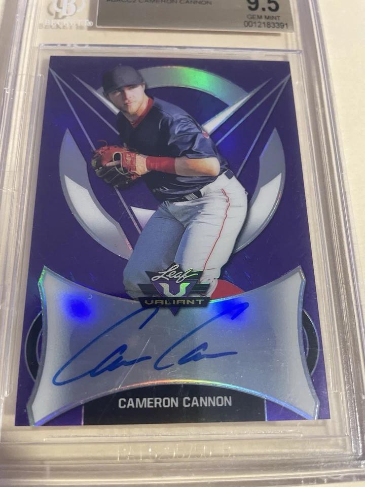 CAMERON CANNON 2019 LEAF PURPLE  PRISMATC    12 / 15 AUTO BGS 9.5 auto 10 - Image 4 of 4