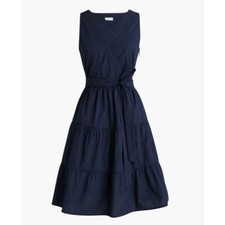 New J. Crew Size 2 Faux-wrap sleeveless mini dress Navy SU23