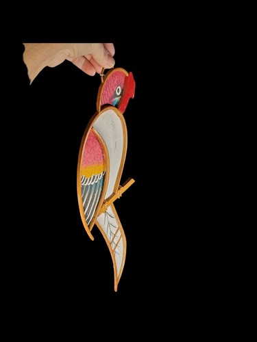 Fabric Covered Wood Parrot Wall Decor - Picture 6 of 10