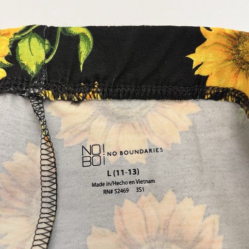 NOBO Women Girls Juniors Ankle Leggings L 11-13 Black Sunflowers Elastic Waist - Picture 15 of 15