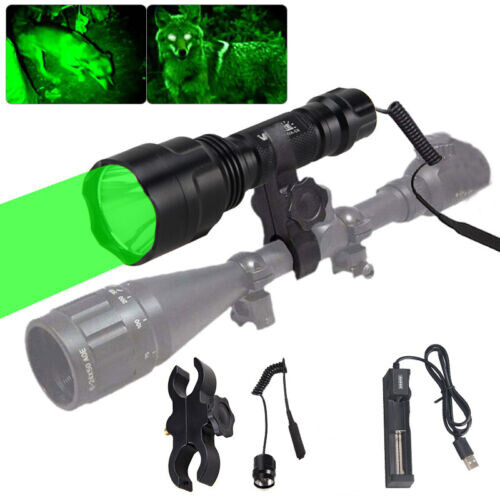 20000Lm Rot + Grün + Weiß Gewehr Jagd Luftgewehr Taschenlampe Lichter Zielfernrohr Halterung Lampe USB - Bild 21 von 34