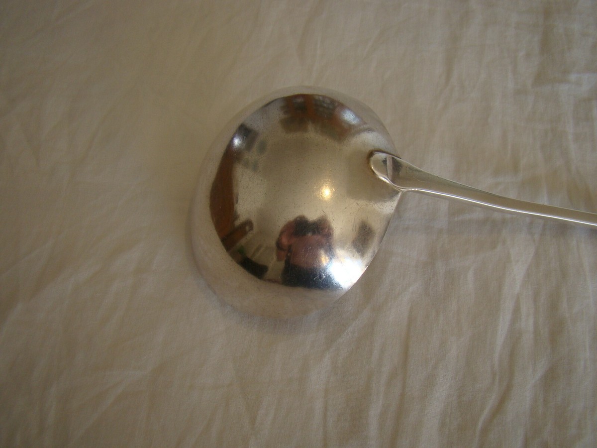 Louche Ancienne En Argent Massif – Poinçon Anglais Léopard, 34 Cm
