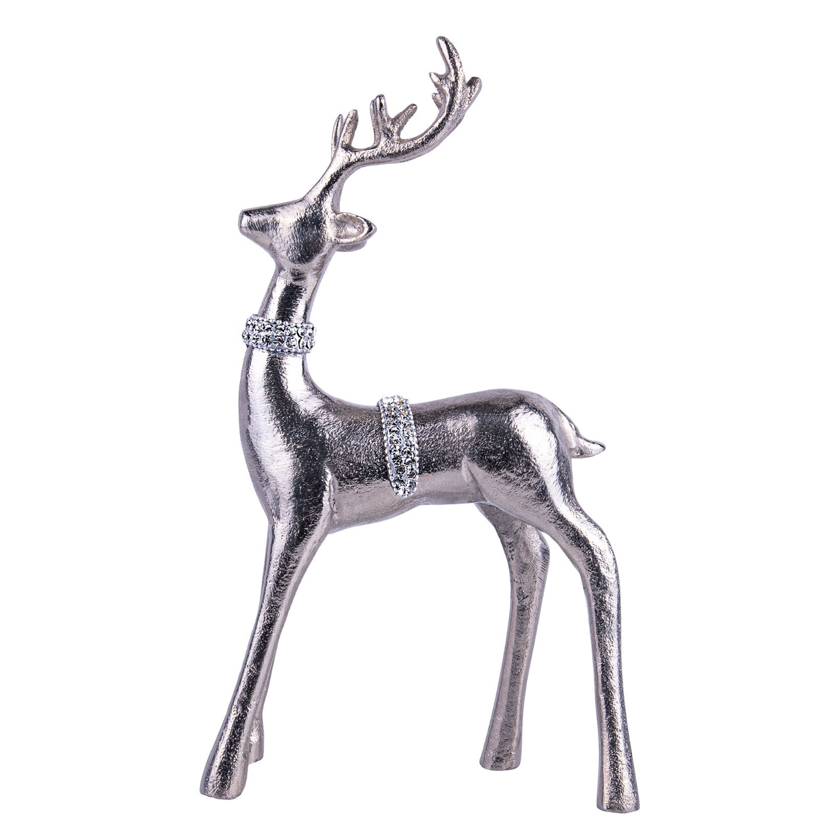 12" Metal Reindeer Figurine with Crystals, Christmas Deer Figure