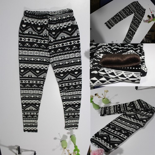 New Women's Winter Fleece Lined Thick Leggings Warm Insulated Christmas Pants US - Picture 15 of 20