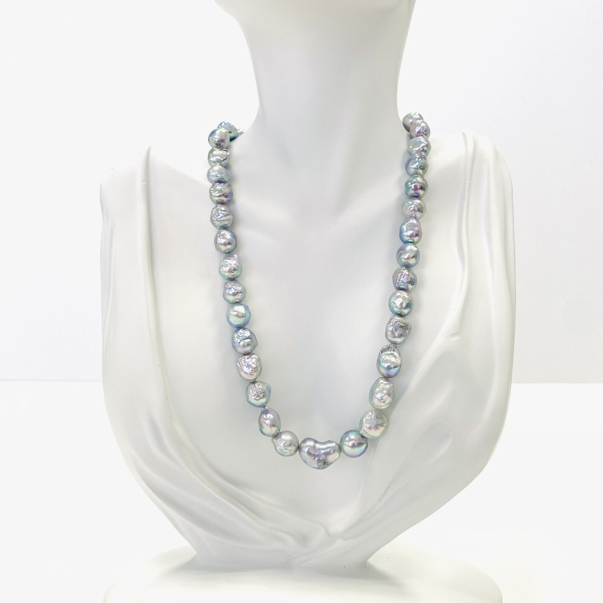 Rainbow Blue Akoya Pearls Necklace Strand Rare 9-11mm Large