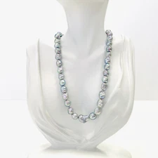 Rainbow Blue Akoya Pearls Necklace Strand Rare 9-11mm Large Baroque High Luster