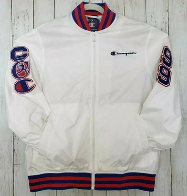 champion jacket red blue white