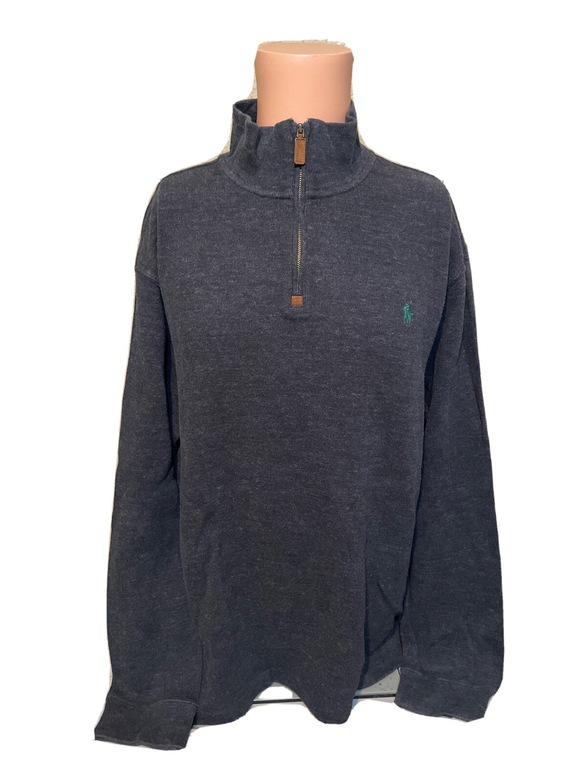 PONY Polo Ralph Lauren vintage 1 4° zip grigio maglione manica lunga uomo taglia XL