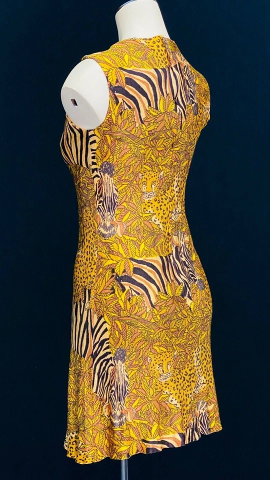 Vintage 1960s novelty print mini dress, animal cheetah cat zebra sheath XS - Image 4 of 4