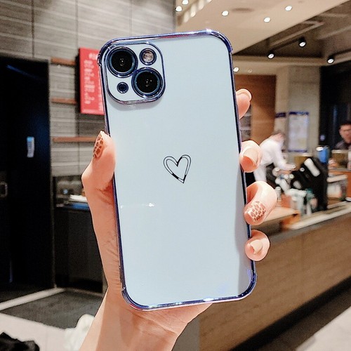For iPhone 14 13 12 11 Pro Max XR 8 Colorful Love Heart Plating Soft Case Cover - Picture 20 of 21