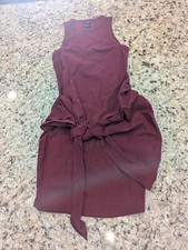 Ruched Tie Front Solid Bodycon Dress XS Burgundy