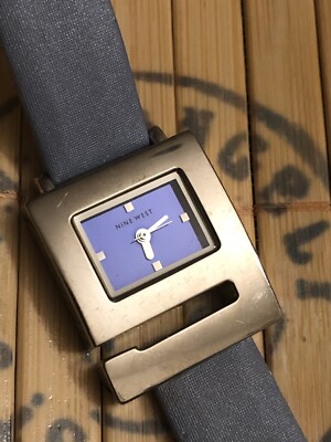 WEST WATCH WOMENS LADIES PURPLE BAND SILVER LOGO NINE WEST CLASSIC 