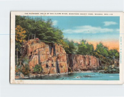 #ad Postcard The Palisades Dells of Eau Claire River Wausau Wisconsin USA $4.99