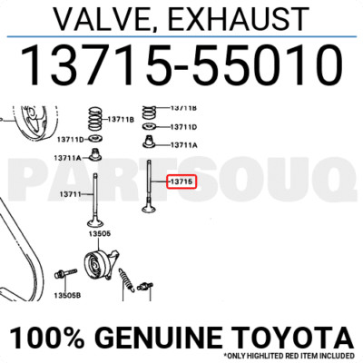 1371555010 Genuine Toyota VALVE, EXHAUST 13715-55010 | eBay