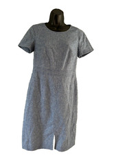 Banana Republic Womens Short Sleeve Blue Herringbone Lined Wool Blend Dress  6
