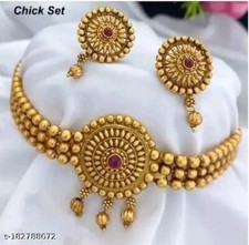 Ethnic Indian Gold Plated Bollywood Bridal Necklace Jewelry Traditional Set