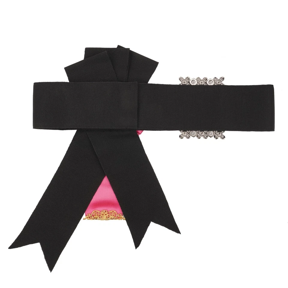 DOLCE & GABBANA SARTORIA Kristall Blume Brosche Kleid Gürtel Schwarz Pink 13554 - Bild 4 von 4