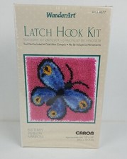 Butterfly Latch Hook Kit 4677 CARON WonderArt 12" x 12" New/Sealed
