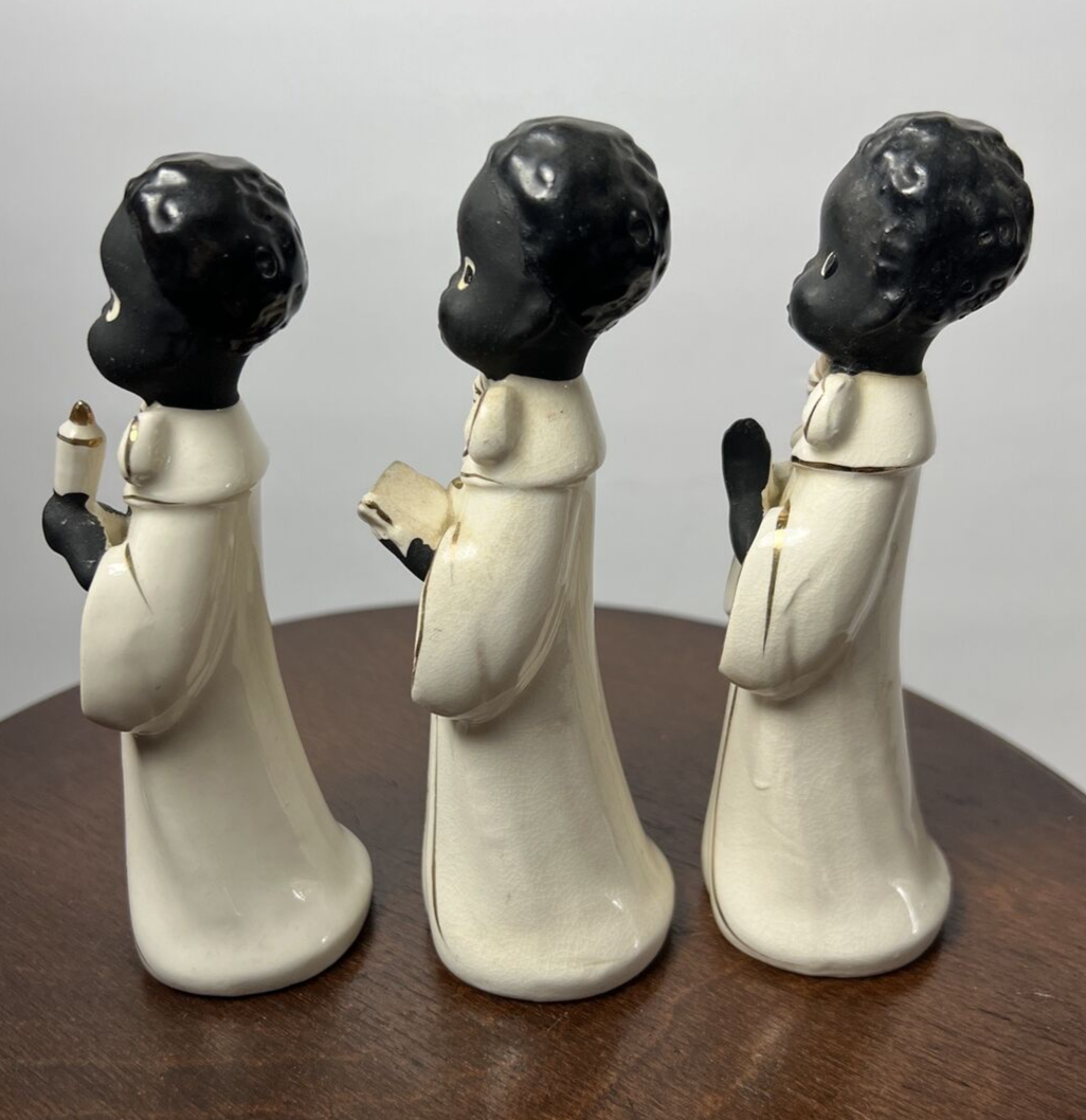 Set of 3 VINTAGE Choir Boys African American Figurines Lefton