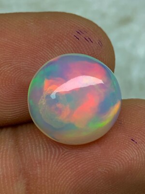 4.85Cts Beautiful Round Welo Ethiopian Opal with Rainbow Fires and Stunning