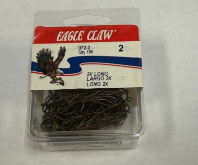 Eagle Claw 072-2 100 pack Size 2 2X Long *NEW*