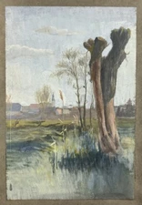 Gouache School of Fontainebleau 19th Landscape Tree Nature Dedicated Dated