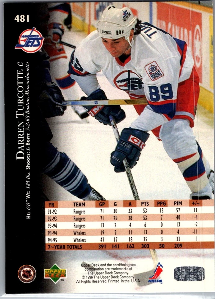 1995-96 Upper Deck Hockey - #481 Darren Turcotte - Image 2 of 2