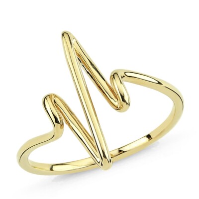 14K Gold Herzschlag Ring, Lifeline Puls Ring, minimalistischer Herzschlag Ring Damen