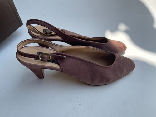 Bandolino SASSI SUEDE VINTAGE 90'S ITALY Slingback Pumps Size 9N Brown W/ BOX - Picture 2 of 7