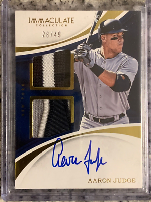 AARON JUDGE /49 GOLD ROOKIE AUTO DUAL JERSEY PATCH RC 2017 