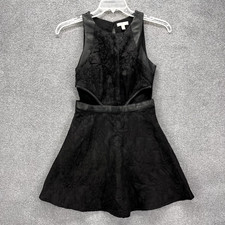 Silence Noise Dress Womens 2 Black Fit Flare Faux leather Trim Urban Outfitters