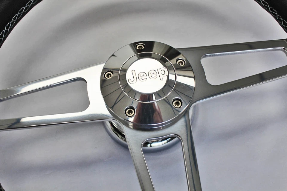 76-95 Jeep Wrangler YJ CJ7 CJ5 Cherokee Billet Volante Cuero Negro 15" Foto 2 de 4