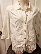 NEW - Chico's Platinum - white stretch 3/4 sleeve button front jacket - size 2