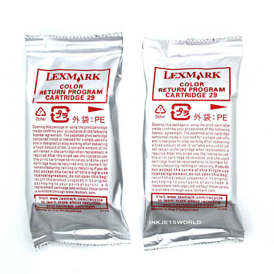 2pack Lexmark 29 Color Ink Cartridges Genuine for X2500 X2530 X2550 X5070 