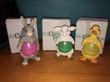 Charming Tails  3 “EGG TOPPER” EASTER GIFTWARE SILVESTRI  Chick Bunny Mouse