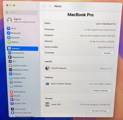 Apple MacBook Pro A2289 2020 13" Intel Core i5-8257U 1.4GHz 256GB/16GB - AT01 - Afbeelding 9 van 12